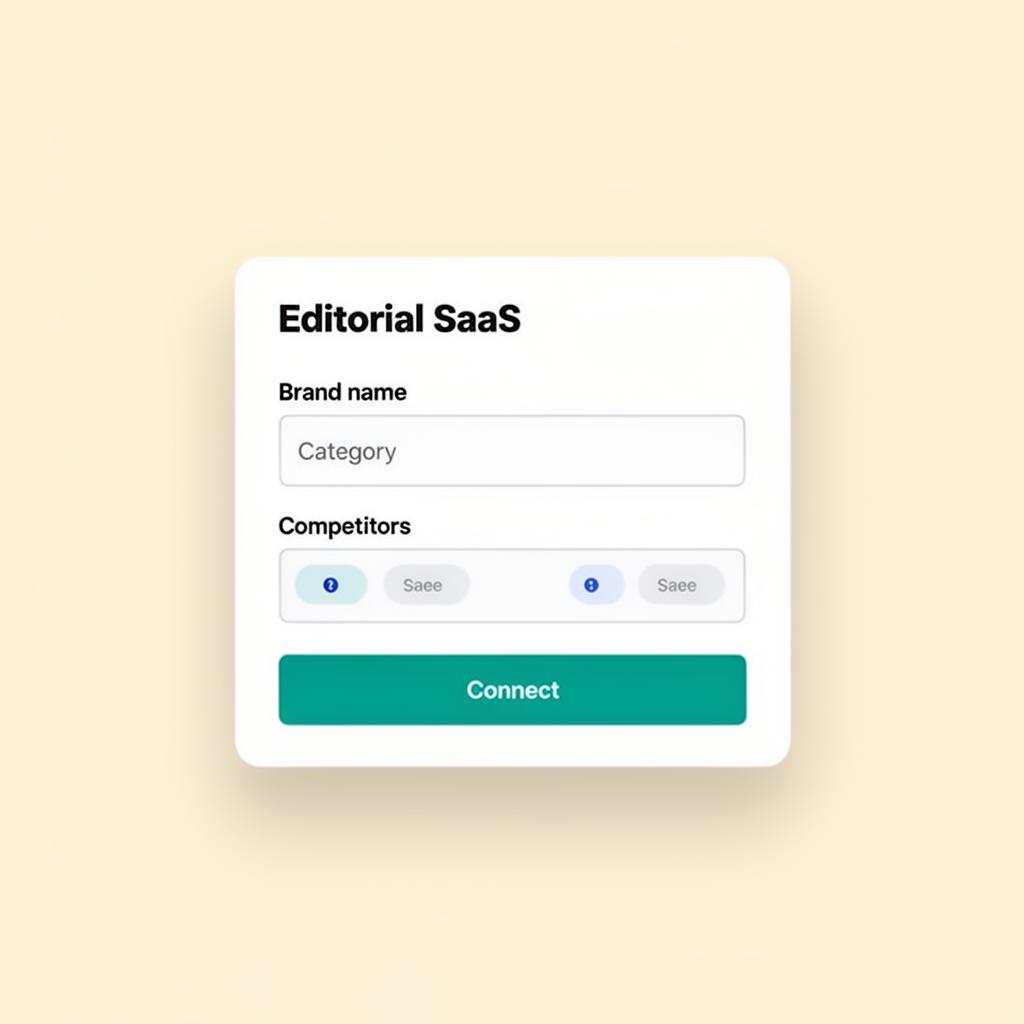 Onboarding form with brand, category, and competitor fields